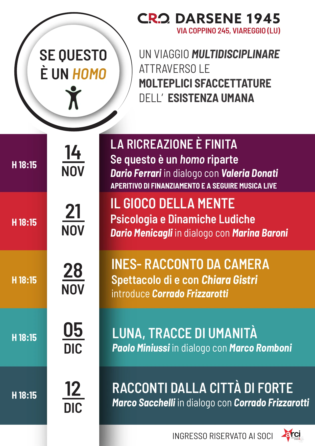 Locandina del ciclo Se questo è un Homo, seconda edizione, novembre–dicembre 2024. Programma della rassegna.
