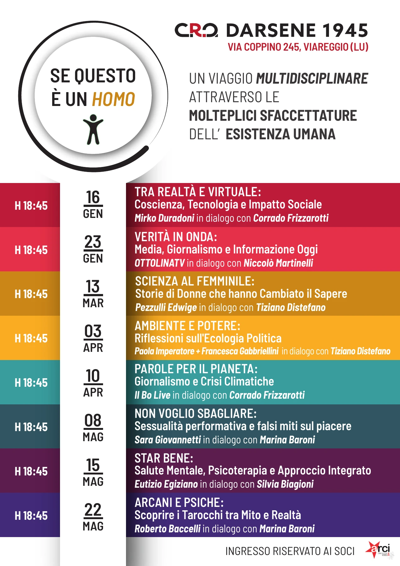 Locandina del ciclo Se questo è un Homo, seconda edizione, gennaio–maggio 2025. Programma della rassegna.